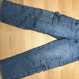 AE Stretch Super High Waisted Baggy Straight Cargo Jean